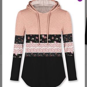 Boutique Colorblock Hoodie Top sz XL
